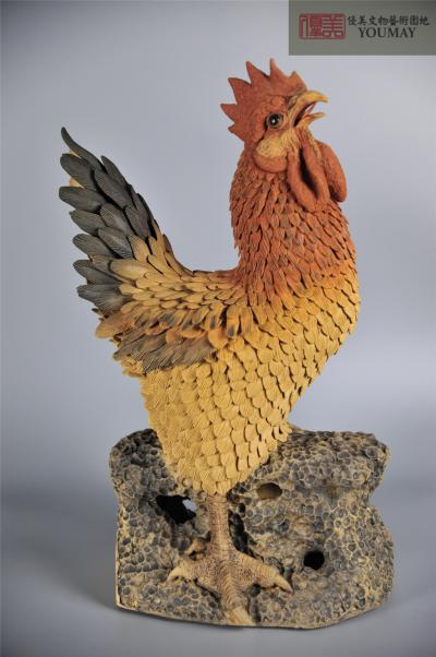 梁勝榮 泥塑 破曉雞鳴

