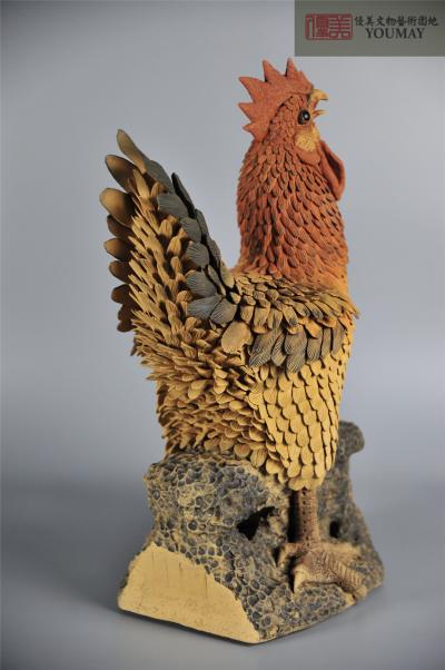 梁勝榮 泥塑 破曉雞鳴

