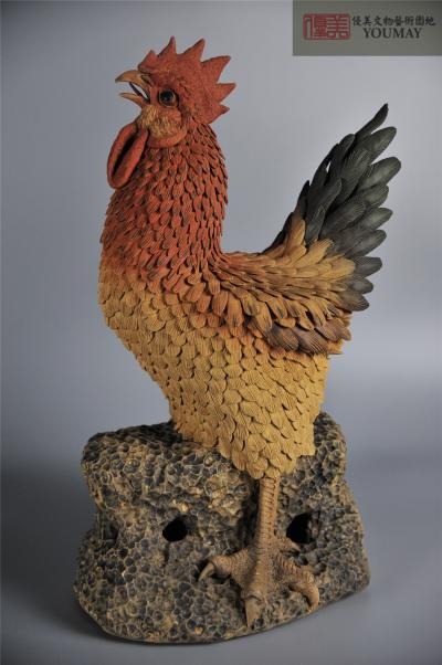 梁勝榮 泥塑 破曉雞鳴
