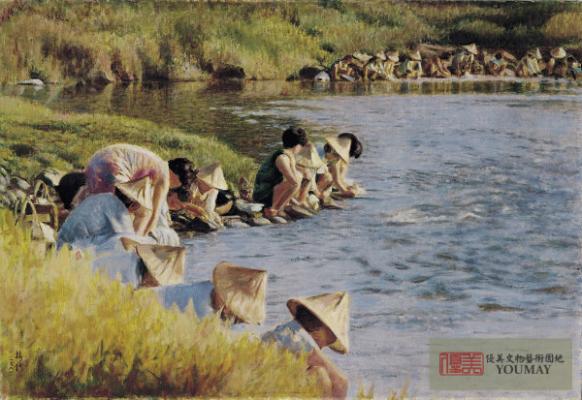 李梅樹 清溪浣衣